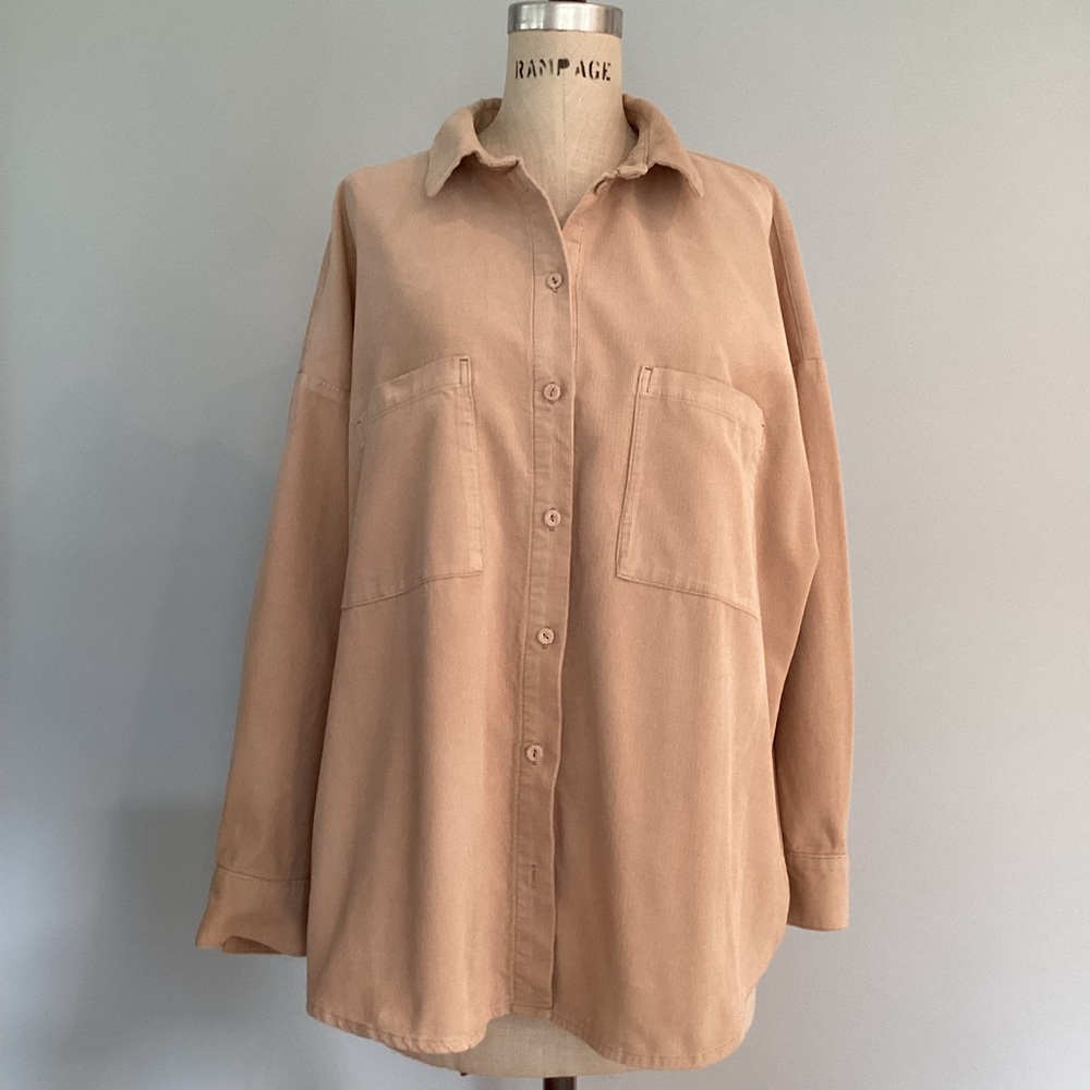 Divided H&M Oversized Corduroy Button Down Shirt Size Large